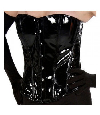 Women Gothic PVC Overbust Corset Steel Boned Tops 